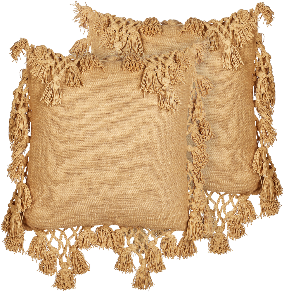 Kissen 2er Set Ohne Muster OLEARIA Baumwolle 45 x 45 cm Sandbeige Bild 1