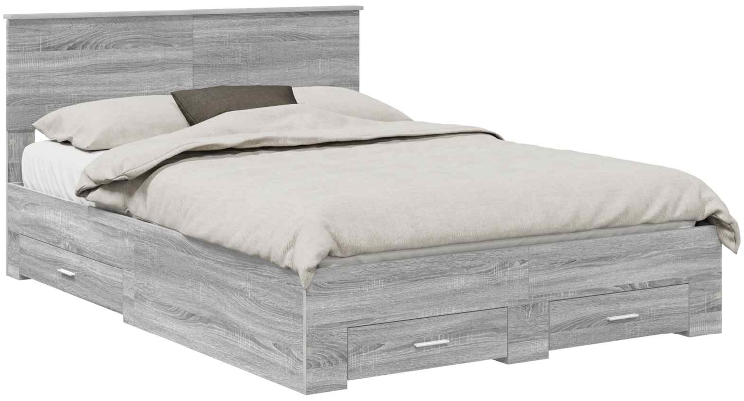 vidaXL Bettrahmen Graues Sonoma 140x190 cm Holzwerkstoff 3410900 Bild 1