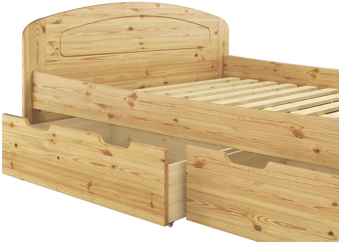 Funktionsbett Kiefer massiv in Überlänge 140x220 Holzbett mit Rollrost V-60. 50-14-220 Bild 1