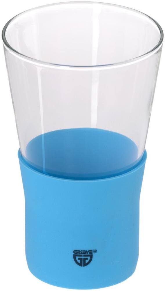 Glas 350 ml mit Silikon blau Bild 1