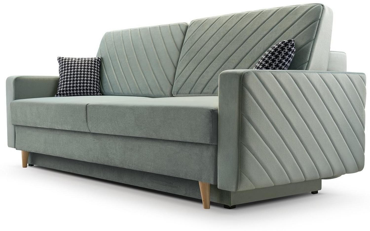 MOEBLO Schlafsofa CALIFORNIA, Sofa aus Samtstoff Couch für Wohnzimmer Sofagarnitur Polstersofa Wohnlandschaft Velours 230x96x97cm, mit Bettkasten und Schlaffunktion Bild 1