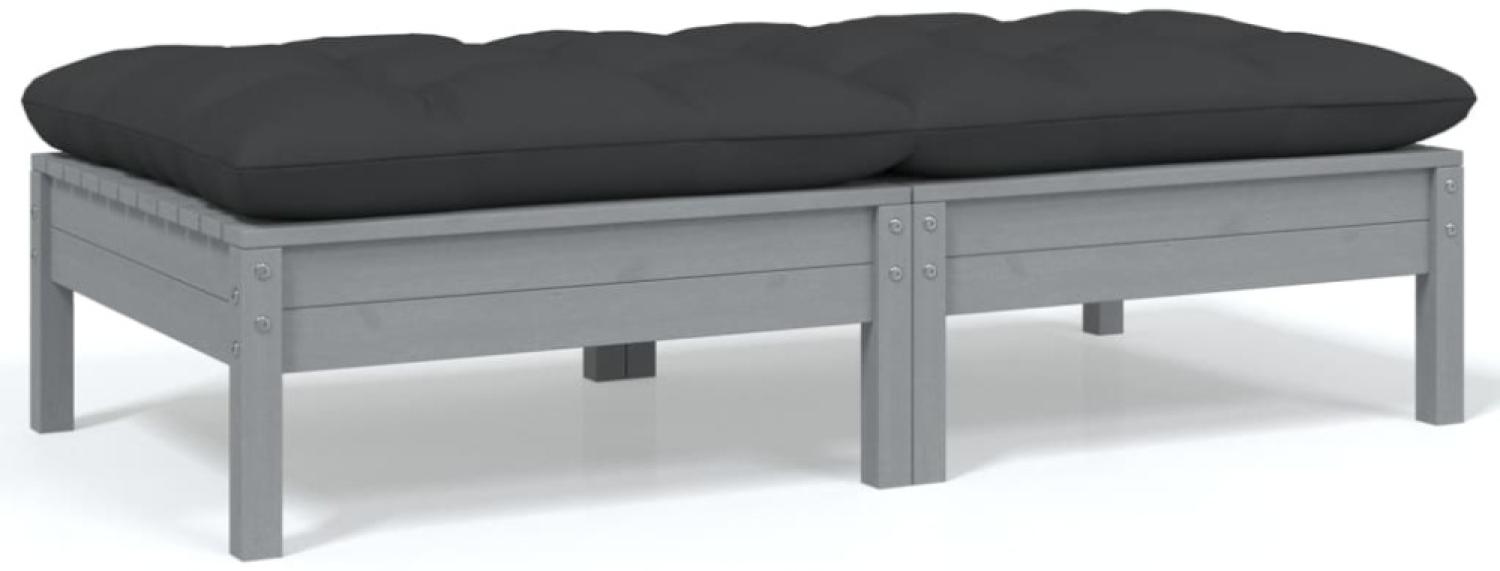 vidaXL 2-Sitzer-Gartensofa mit Kissen Grau Massivholz Kiefer 806660 Bild 1