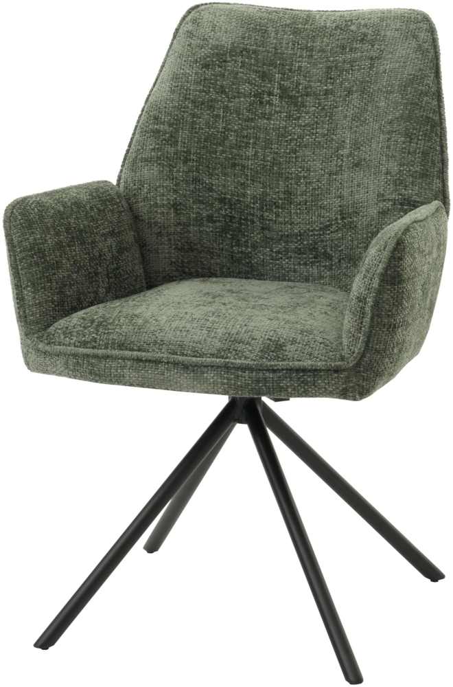 Mendler 'HWC-G67' Esszimmerstuhl mit Armlehne, drehbar mit Auto-Position, Blau-grün, Schwarz Bild 1