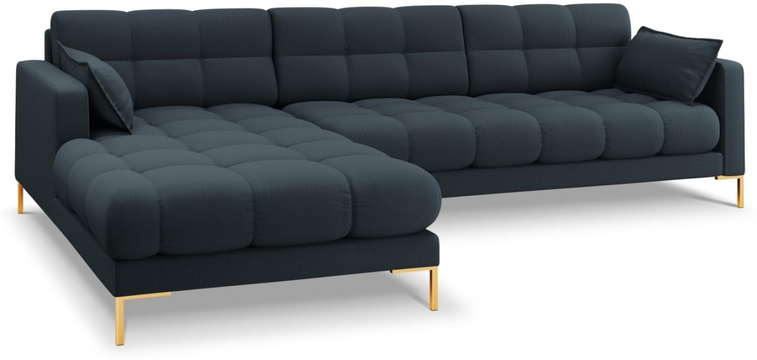 Micadoni 5-Sitzer Ecke links Sofa Mamaia | Bezug Blue | Beinfarbe Gold Metal Bild 1