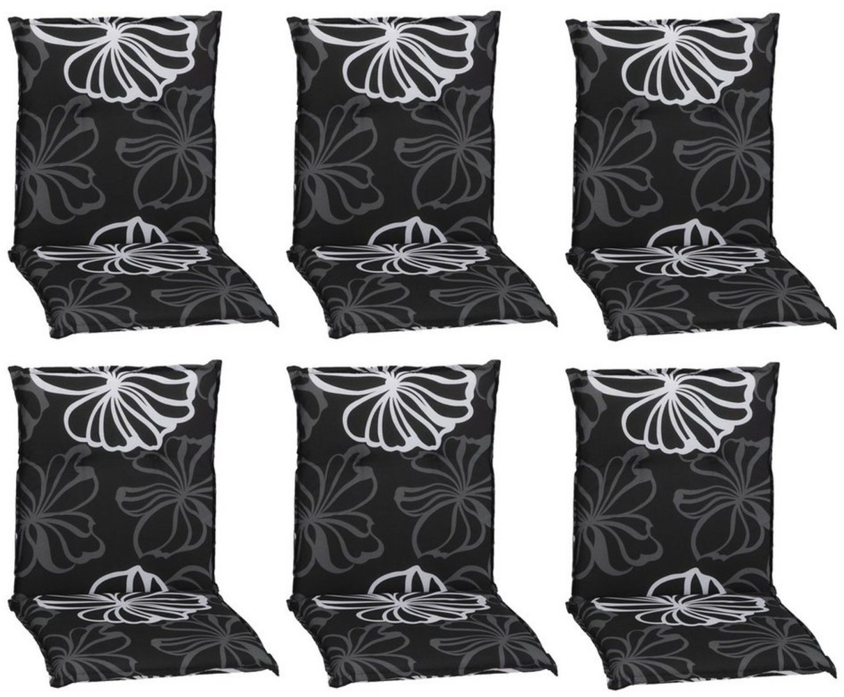 NYVI Sitzauflage Niedriglehner Auflagen 6er Set Barcelona Gartenstuhlauflagen 100x50cm, (6 St), Niederlehner Stuhlauflage Sitzauflage mit Halteband Blumen Floral Bild 1