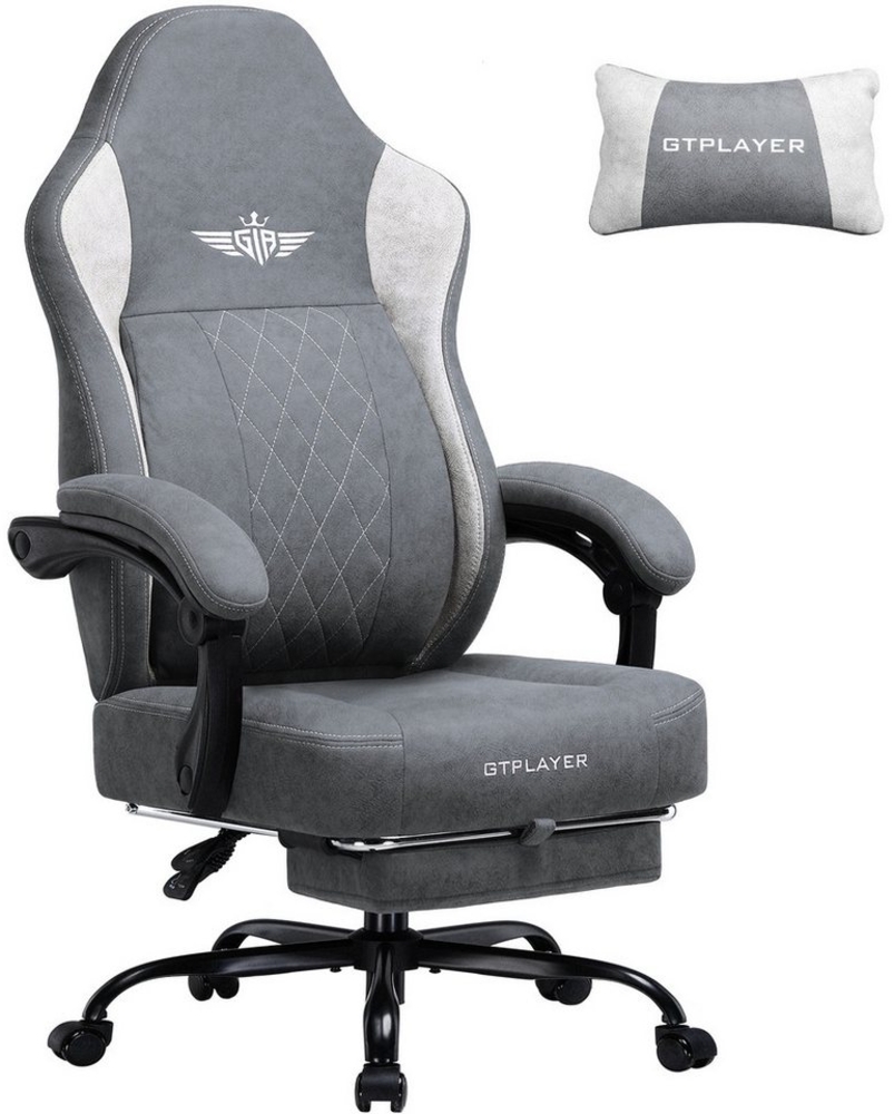 GTPLAYER Gaming-Stuhl aus Stoff, Bürostuhl mit Integrierte Lendenwirbelstütze, Bürostuhl, Gaming chair mit Federkissen und Fußstütze 136KG Bild 1