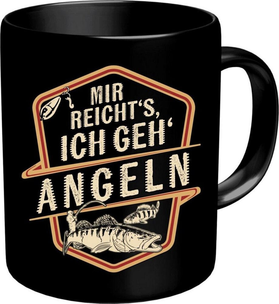 RAHMENLOS® Tasse Kaffeebecher als Geschenk für den Angler - Mir reicht's-Ich geh ANGELN, Keramik Bild 1