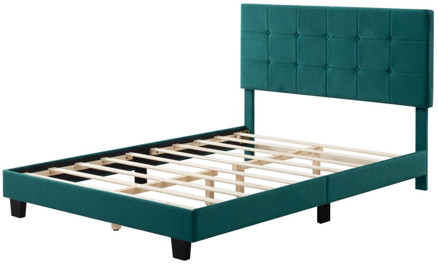 HAUSS SPLOE Polsterbett 140×200cm Doppelbett Bettgestell , Stabil und langlebig, Massivholz (140x200 cm,ohne Matratze), Bettgestell mit Lattenrost & Kopfteil Bild 1