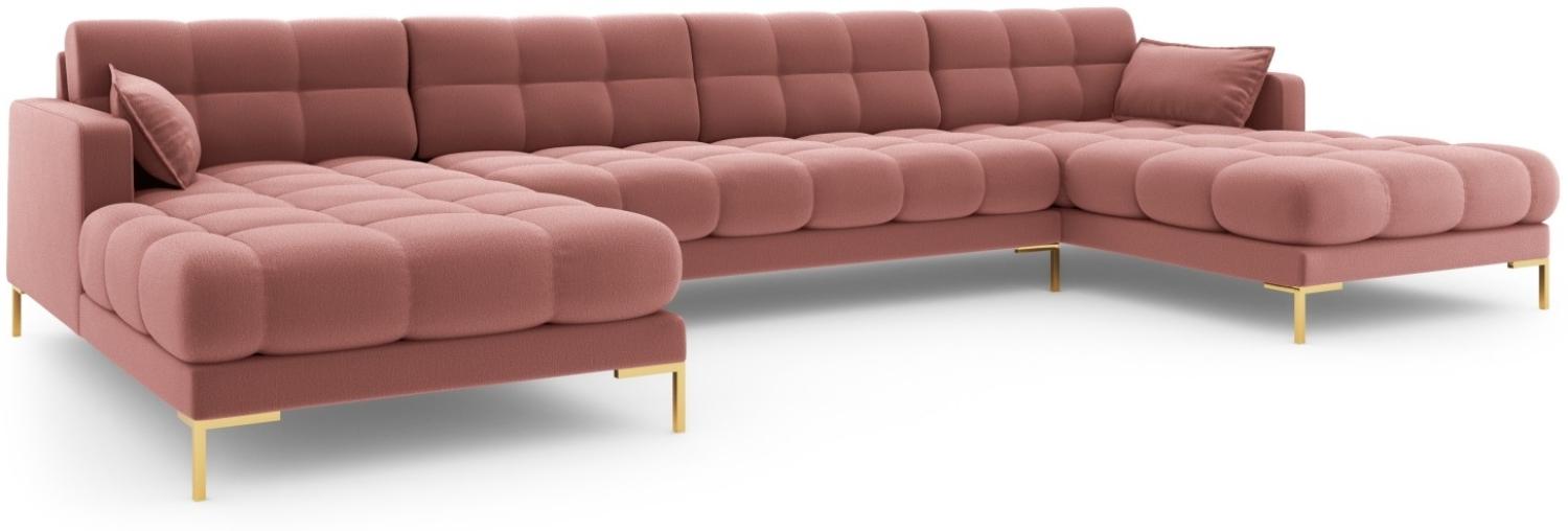 Micadoni 6-Sitzer Panorama Sofa Mamaia | Bezug Pink | Beinfarbe Gold Metal Bild 1