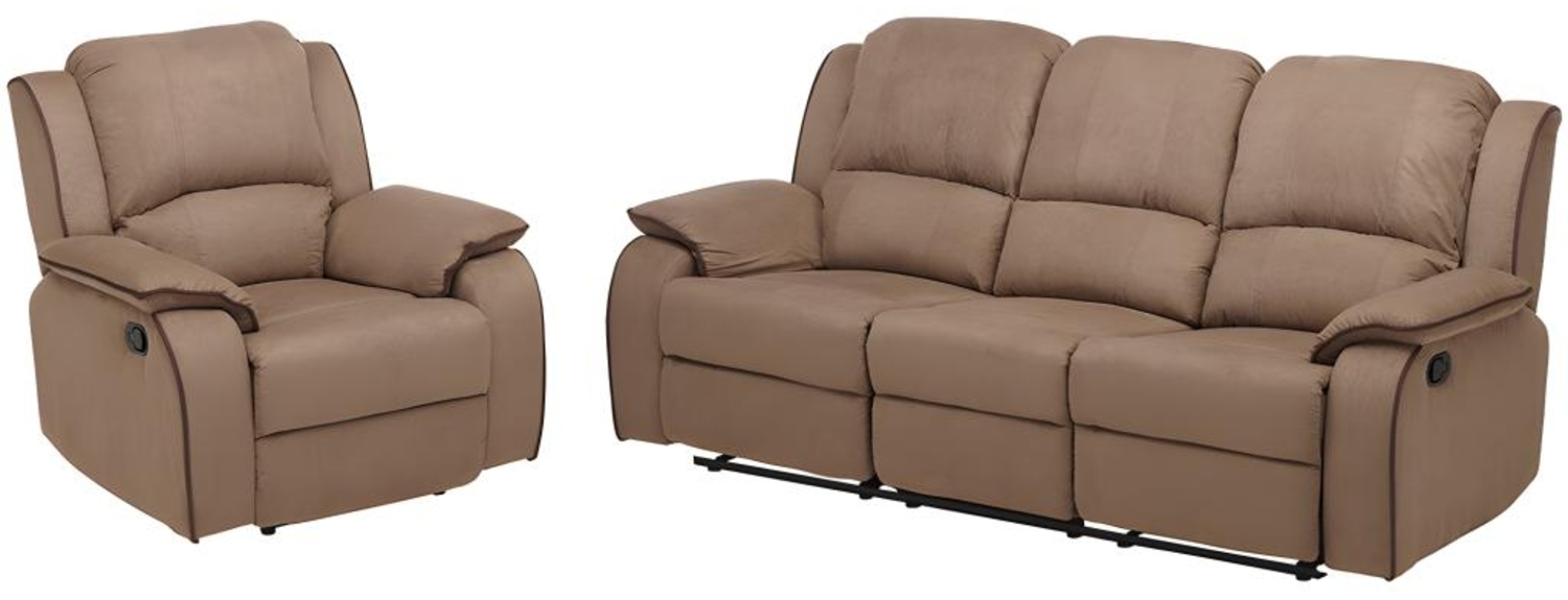 Vente-unique - Couchgarnitur Relax 3+1 - Microfaser - Taupe - HERNANI Bild 1