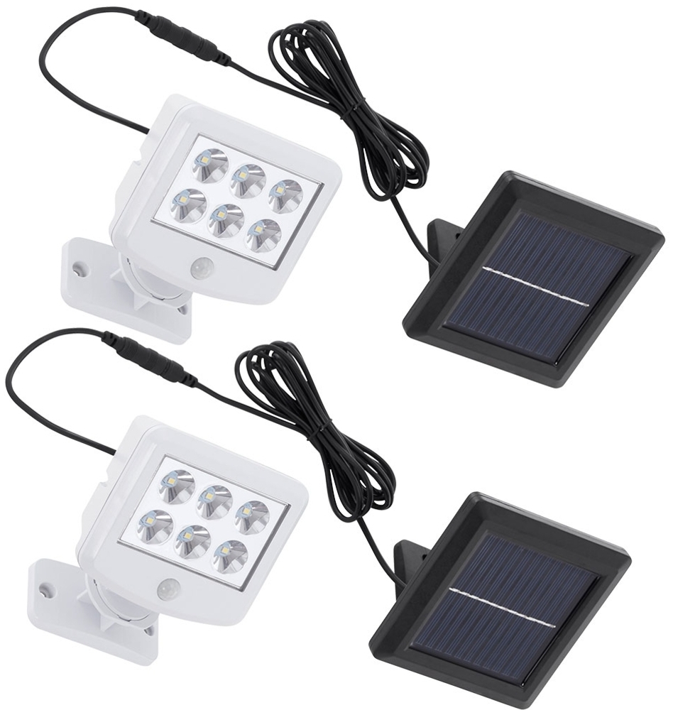 2er Set LED Solarleuchte, weiß, beweglicher Spot, Bewegungsmelder Bild 1