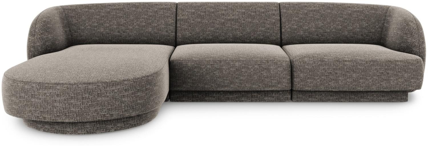 Micadoni 4-Sitzer Ecke links Sofa Miley | Bezug Grey | Beinfarbe Black Plastic Bild 1