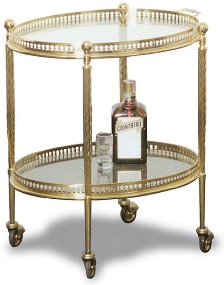 Casa Padrino Luxus Jugendstil Servierwagen Gold 52 x 41 x H. 56 cm - Edler Messing Trolley mit Glasplatten - Barock & Jugendstil Gastronomie Accessoires Bild 1