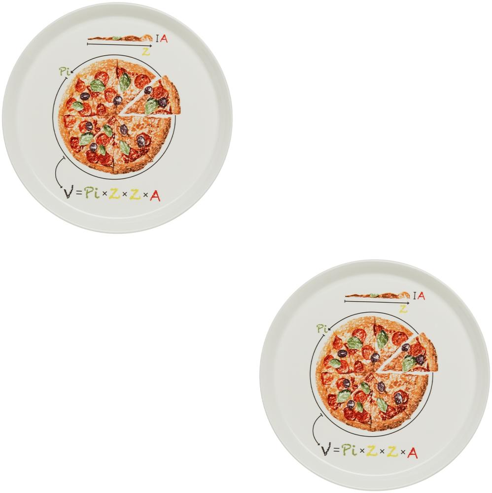 KHG 2er Set Pizzateller, extra groß mit 30cm Durchmesser in Formel Print, perfekt für Gastro und Zuhause, hochwertiges Porzellan, Spühlmaschinengeeignet & perfekt Stapelbar Bild 1