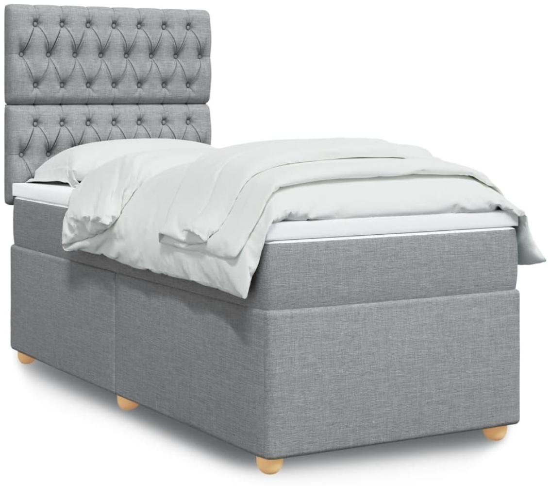 vidaXL Boxspringbett mit Matratze Hellgrau 90x200 cm Stoff 3293470 Bild 1