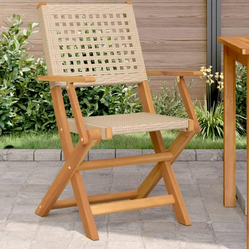 vidaXL Gartenstühle 2 Stk. Beige Massivholz Akazie und Poly Rattan 367665 Bild 1