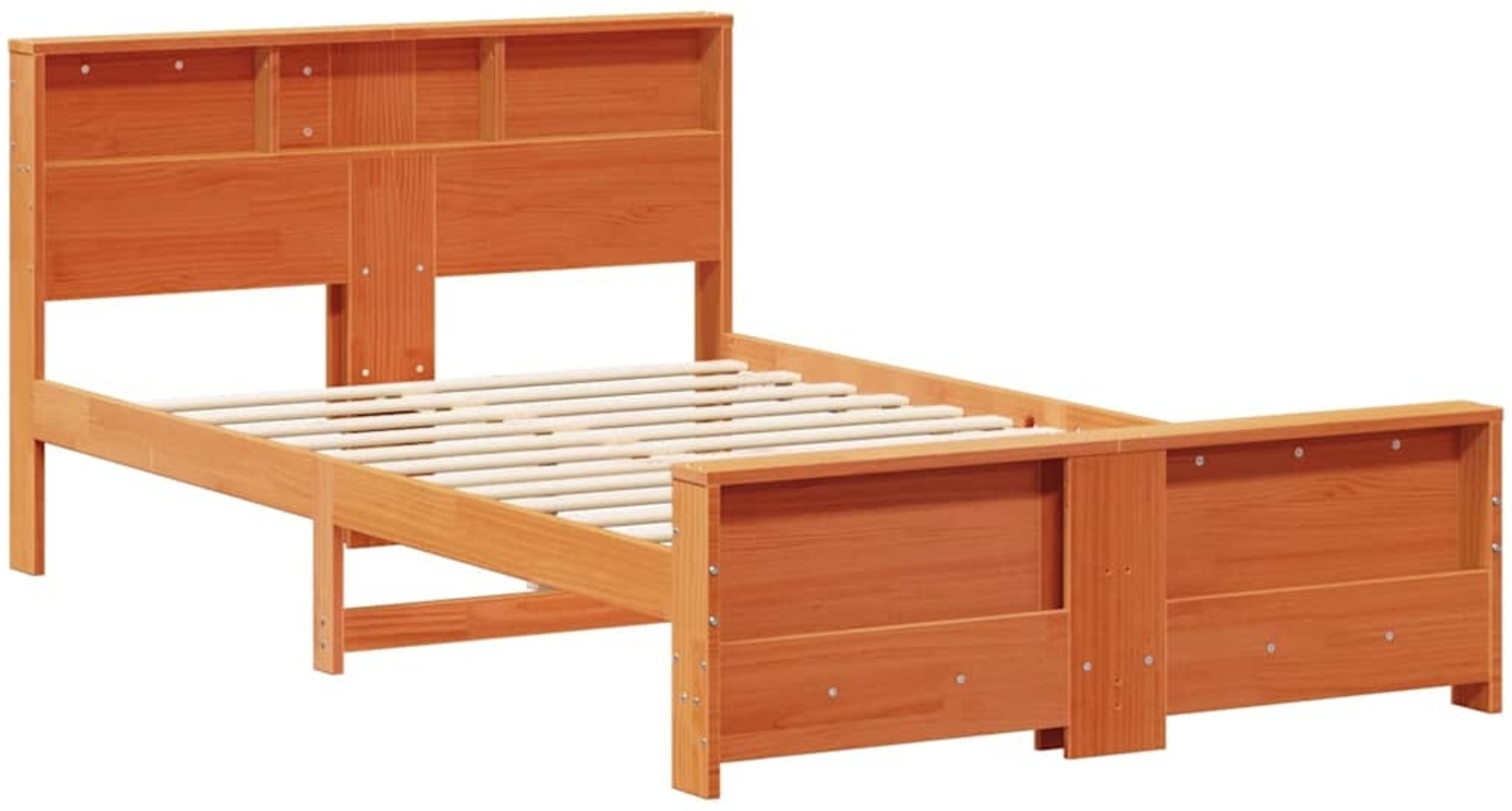 vidaXL Bettrahmen mit Kopfteil Wachsbraun 135 x 190 cm Holzwerkstoff 877244 Bild 1