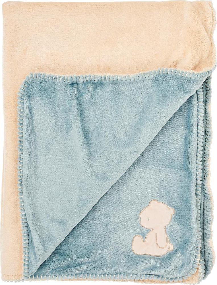 Nattou Schmusedecke Supersoft aus Polyester/Flanell, Bär Jules, 100 x 75 cm, Romeo, Jules und Sally, Hellblau/Beige Bild 1