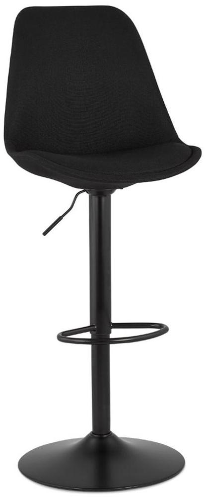 KADIMA DESIGN Barhocker Stoff | Höhenverstellbar Drehbar 360° | 60-80 cm Sitzhöhe | Schwarz | Tresenhocker Bild 1