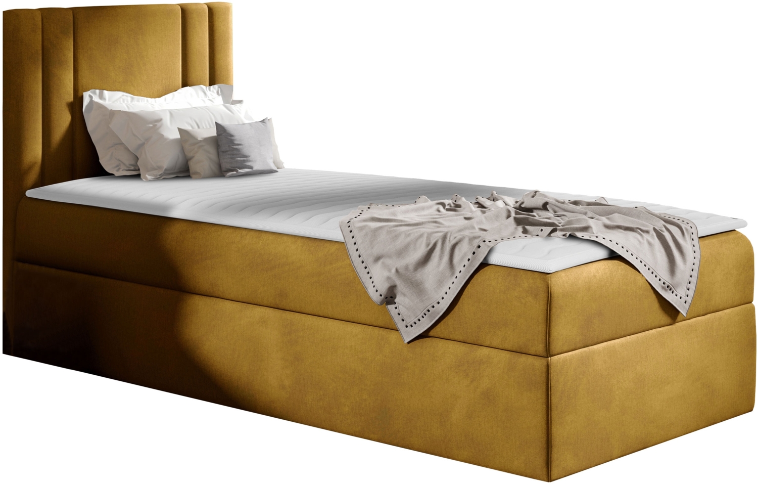 Boxspringbett 'Harlon Mini' rechts,  gelb 100 x 200 cm Bild 1