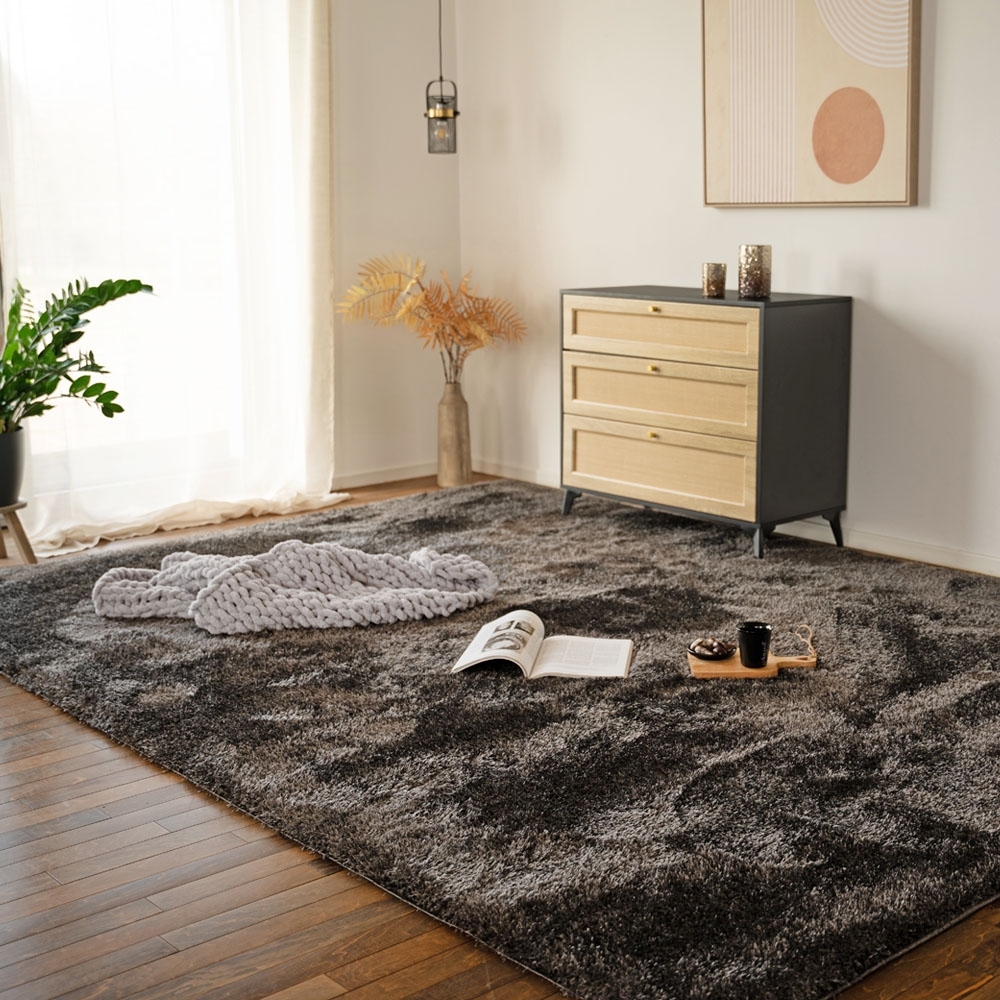 HOME DELUXE Hochflor Teppich SOFI - 180 x 120 cm Anthrazit Bild 1