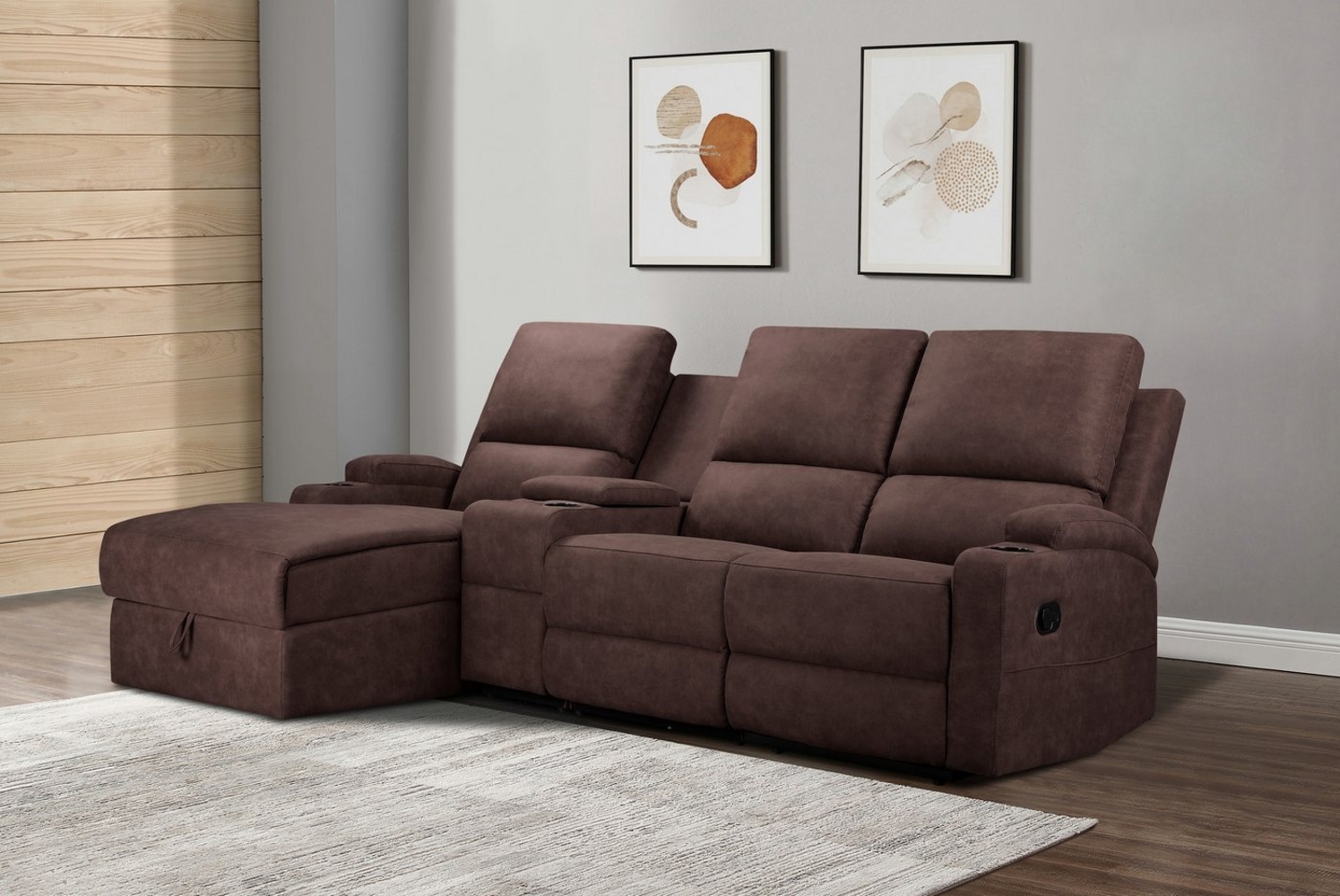 Home affaire Ecksofa Napori Multimediasofa, 3er Kinosessel XXL, L-Form, Kinosofa mit Relaxfunktion, Getränkehalter, Staufach und Staukasten Bild 1