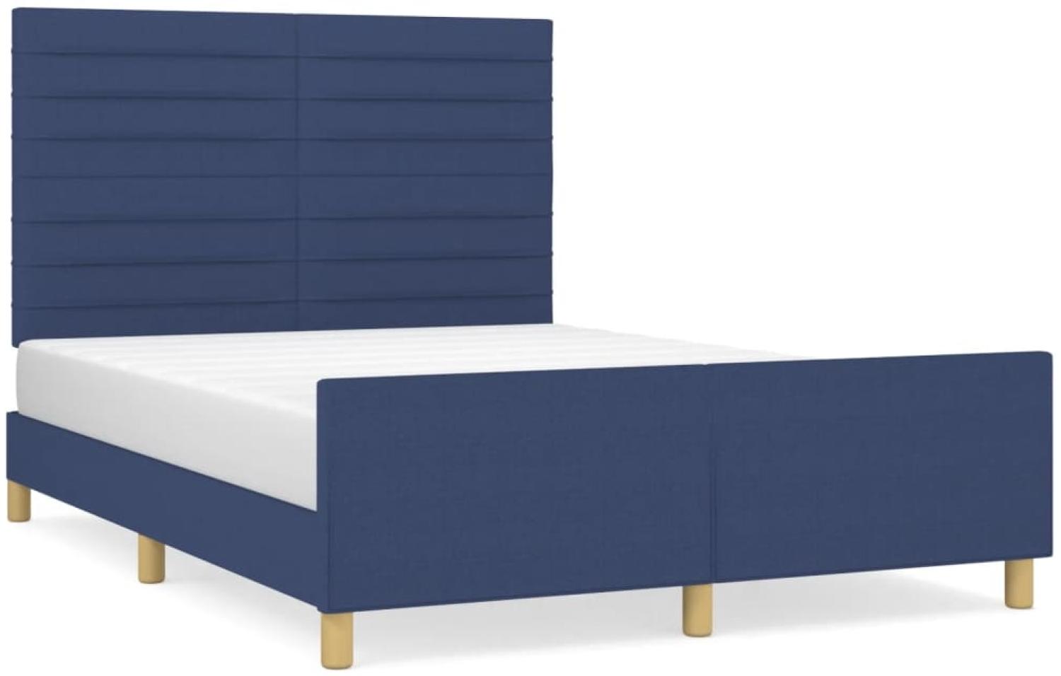vidaXL Bettgestell ohne Matratze Blau 140x190 cm Stoff 3125136 Bild 1