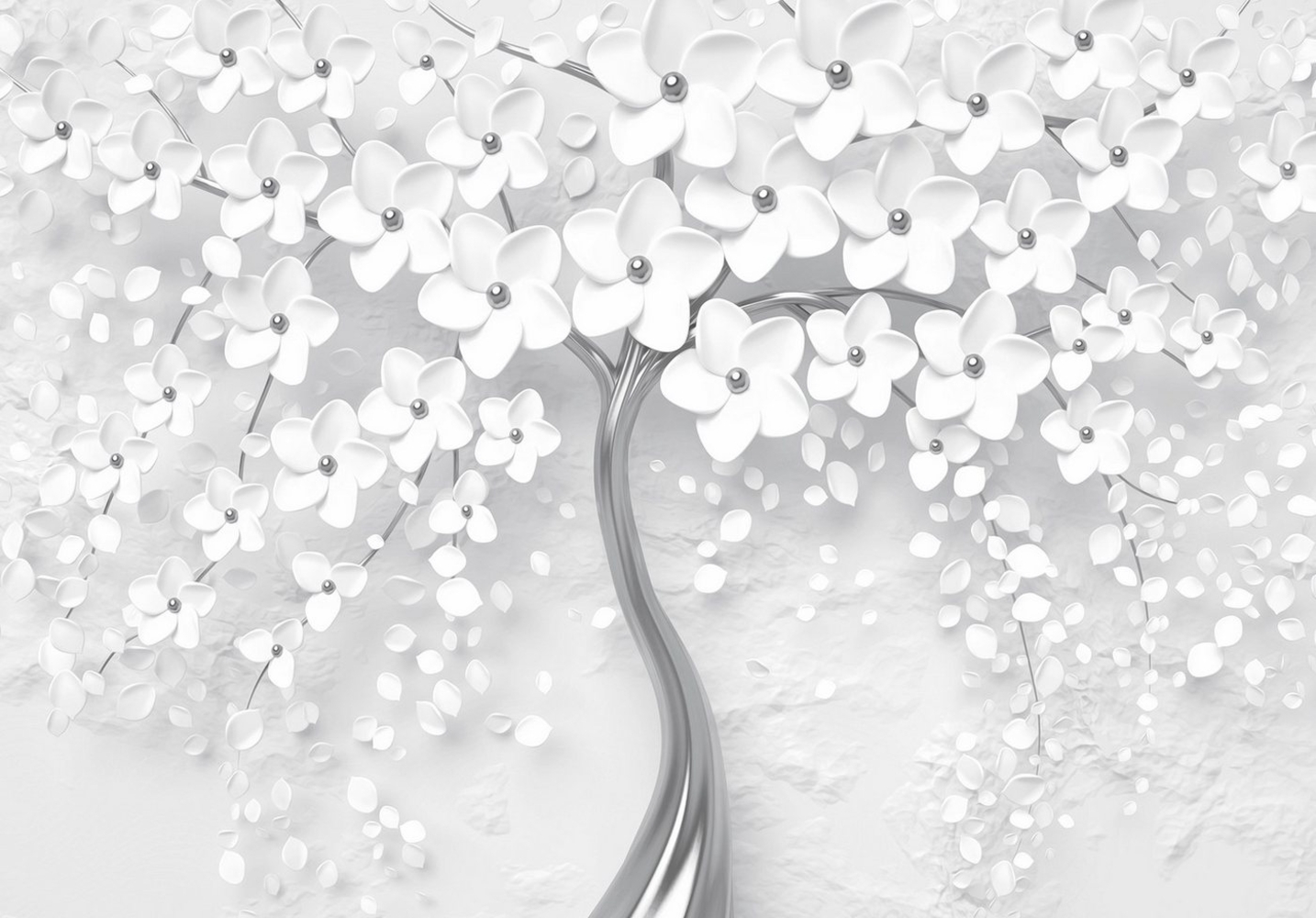 Wallarena Fototapete 3D EFFEKT Blumen Baum Abstrakt Moderne Wohnzimmer oder Schlafzimmer, Glatt, 3D-Optik, Vliestapete inklusive Kleister Bild 1