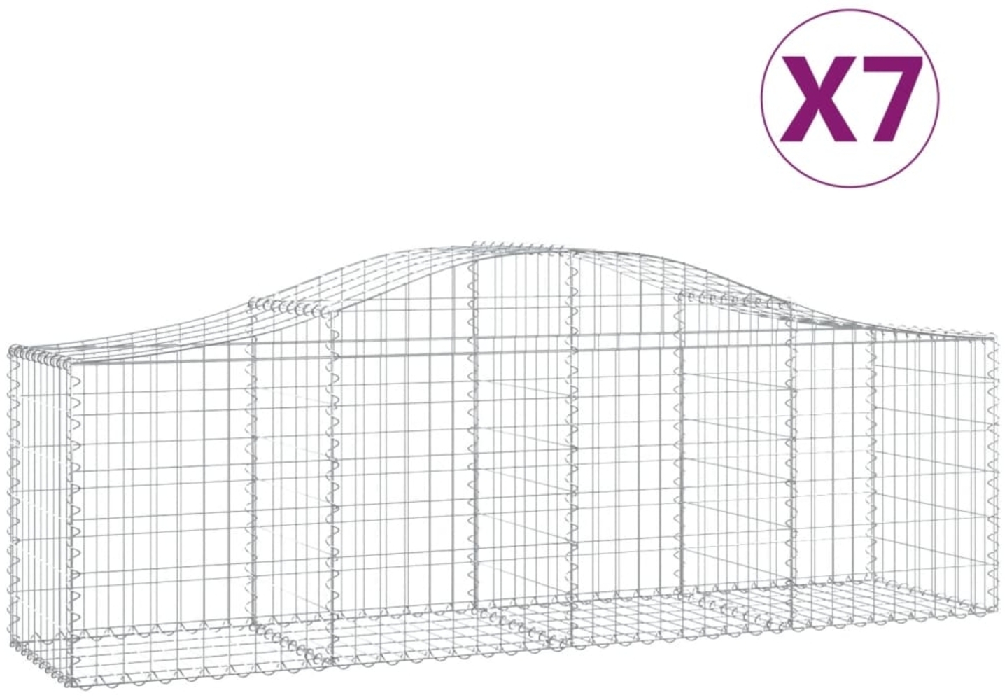 vidaXL Gabionen mit Hochbogen 7 Stk. 200x50x60/80 cm Verzinktes Eisen 3145603 Bild 1