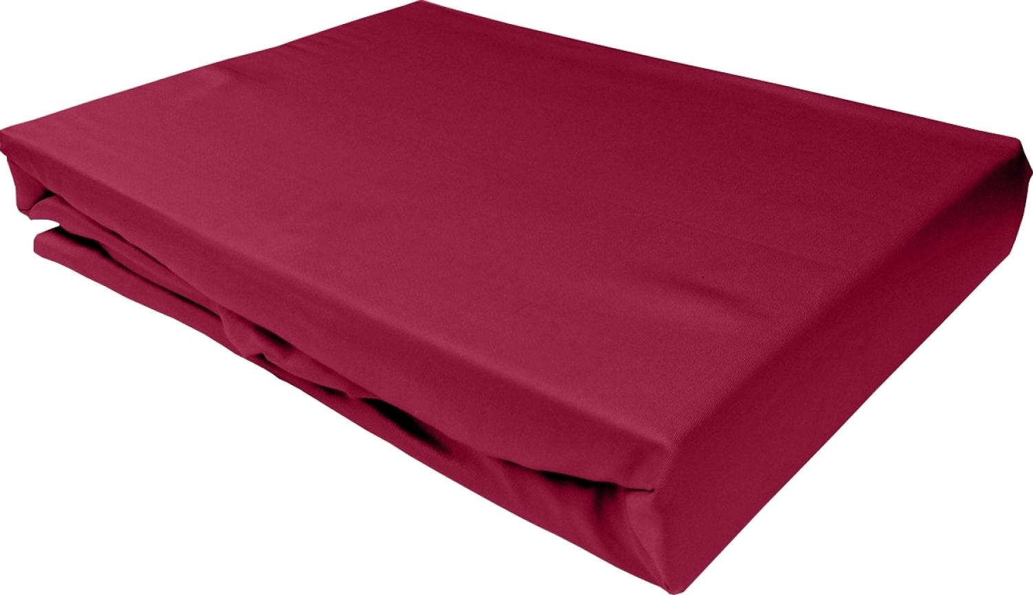 Bettwaesche-mit-Stil Mako-Satin Spannbettlaken pink 180x200cm Höhe 31-40cm Bild 1