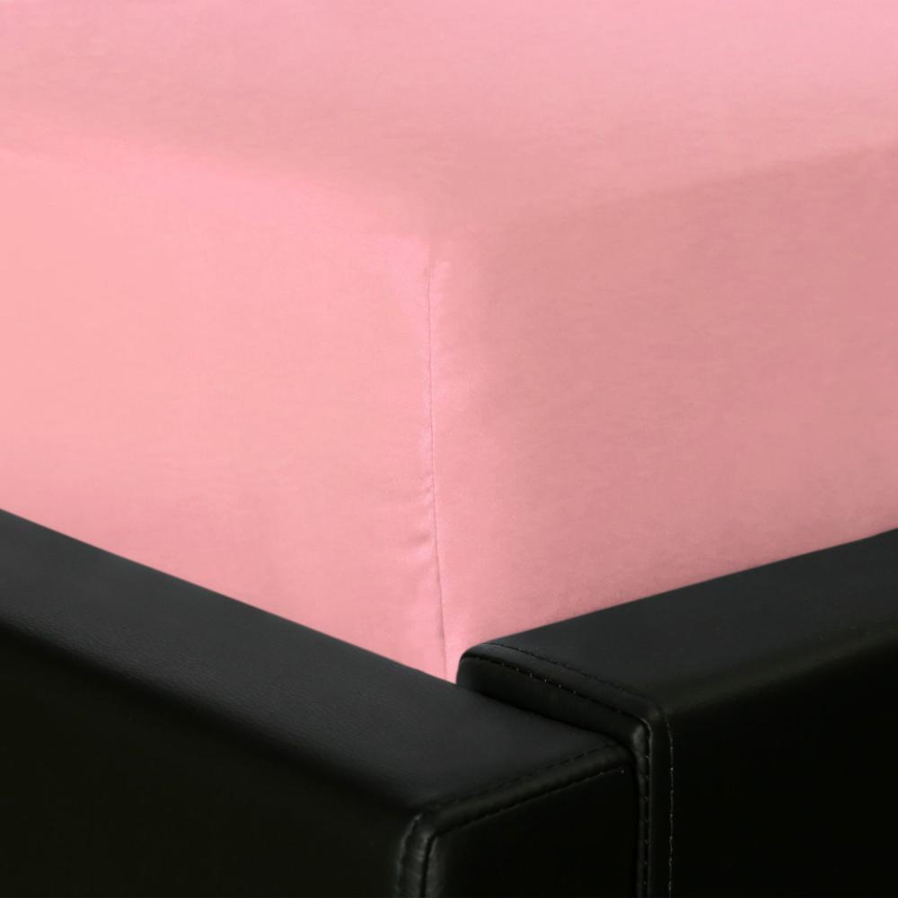 BettwarenShop Uni Mako-Satin Spannbetttücher|90x200 - 100x200 cm| rosa Bild 1