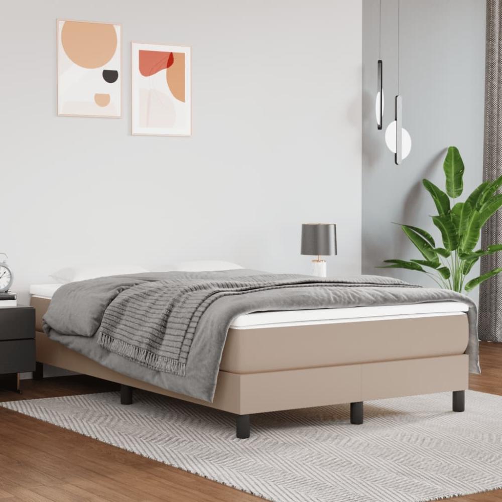 vidaXL Boxspringbett Matratze Cappuccino-Braun 120x200cm Kunstleder, Härtegrad: H2 [3144254] Bild 1