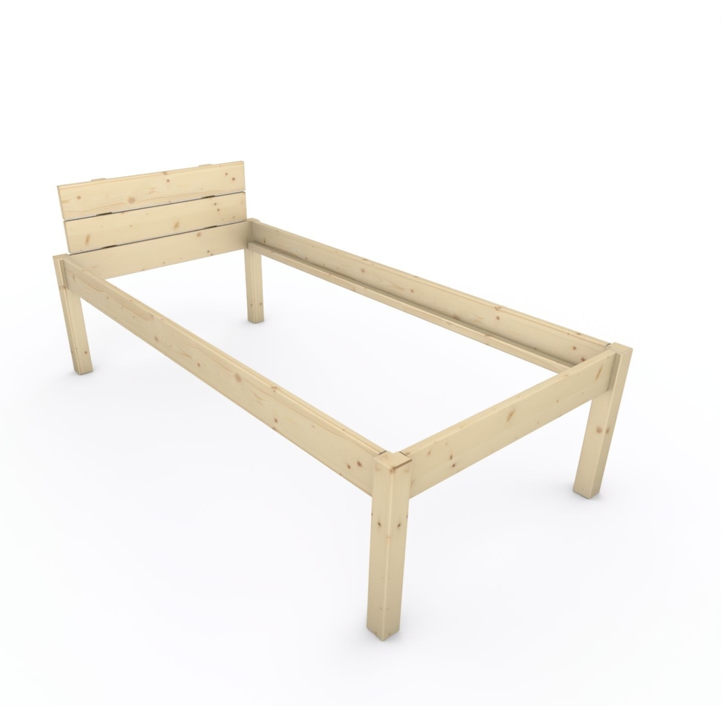 Pfostenbett "metallarm" Fichte Holzbett "Daybett" 100 x 210cm 58cm Einzelbett Bild 1