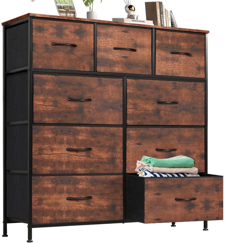 Refined Living Kommode Schubkastenkommode mit 2/4/5 /7/8/9 Schubladen stabilem Stahlrahmen (Sideboards mit Holzplatte und leicht zu ziehendem Griff für Schränke, wasserdicht Geeignet für Wohnzimmer, Kinderzimmer, Flur, Schlafzimmer), Große Kapazität, A... Bild 1