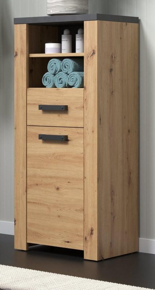 Furn. Design Midischrank Chase (Badschrank in Artisan Eiche mit grau, 53 x 118 cm) mit Schublade Bild 1