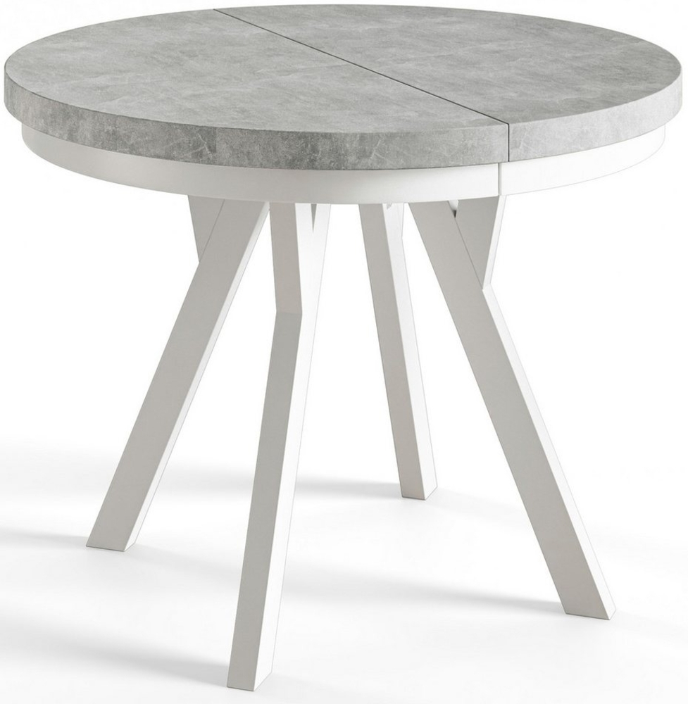 Alpi-Möbel Esstisch Wohnzimmertisch - Ausziehbarer runder Tisch 80-120 cm - Hellbeton, Ausziehbar, 2 x Einsatz 50 cm Bild 1