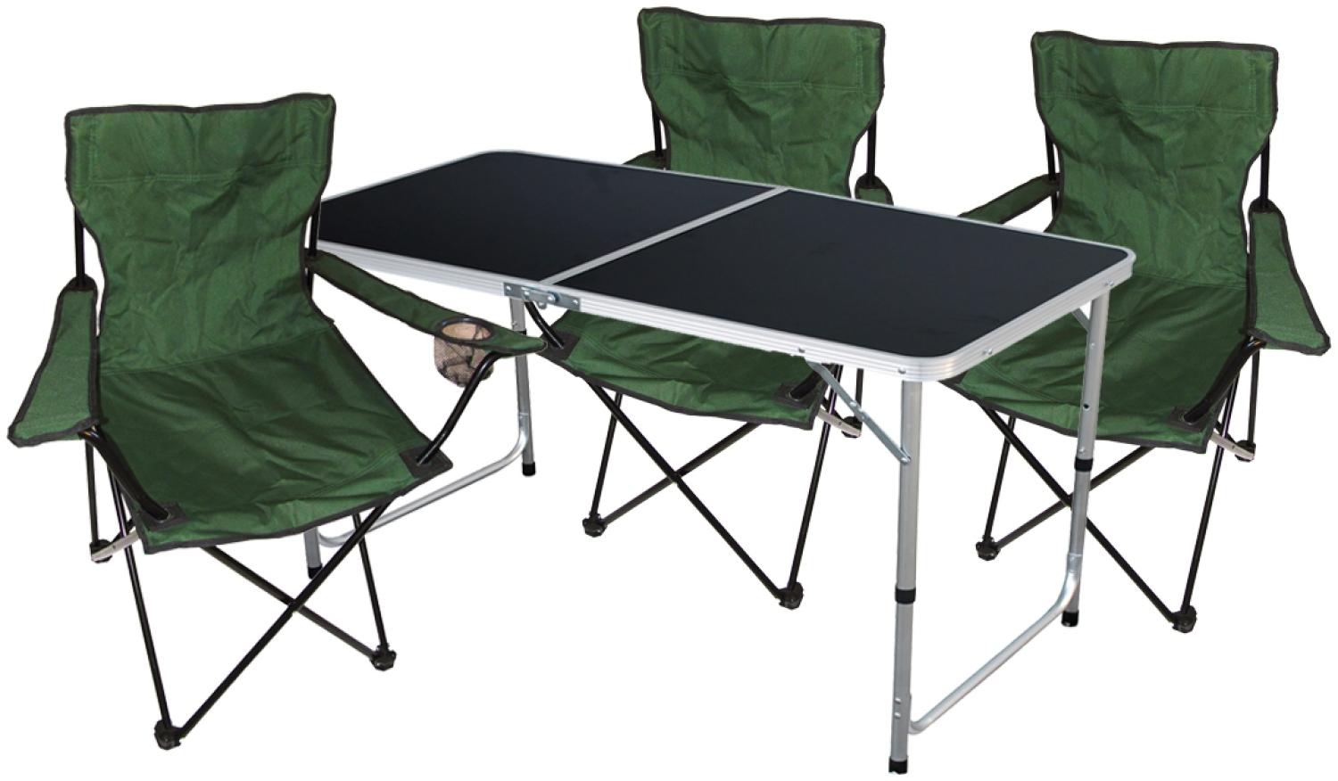 4-tlg. Camping Set Gartenmöbel Campingtisch + 3 x Anglersessel Grün Bild 1