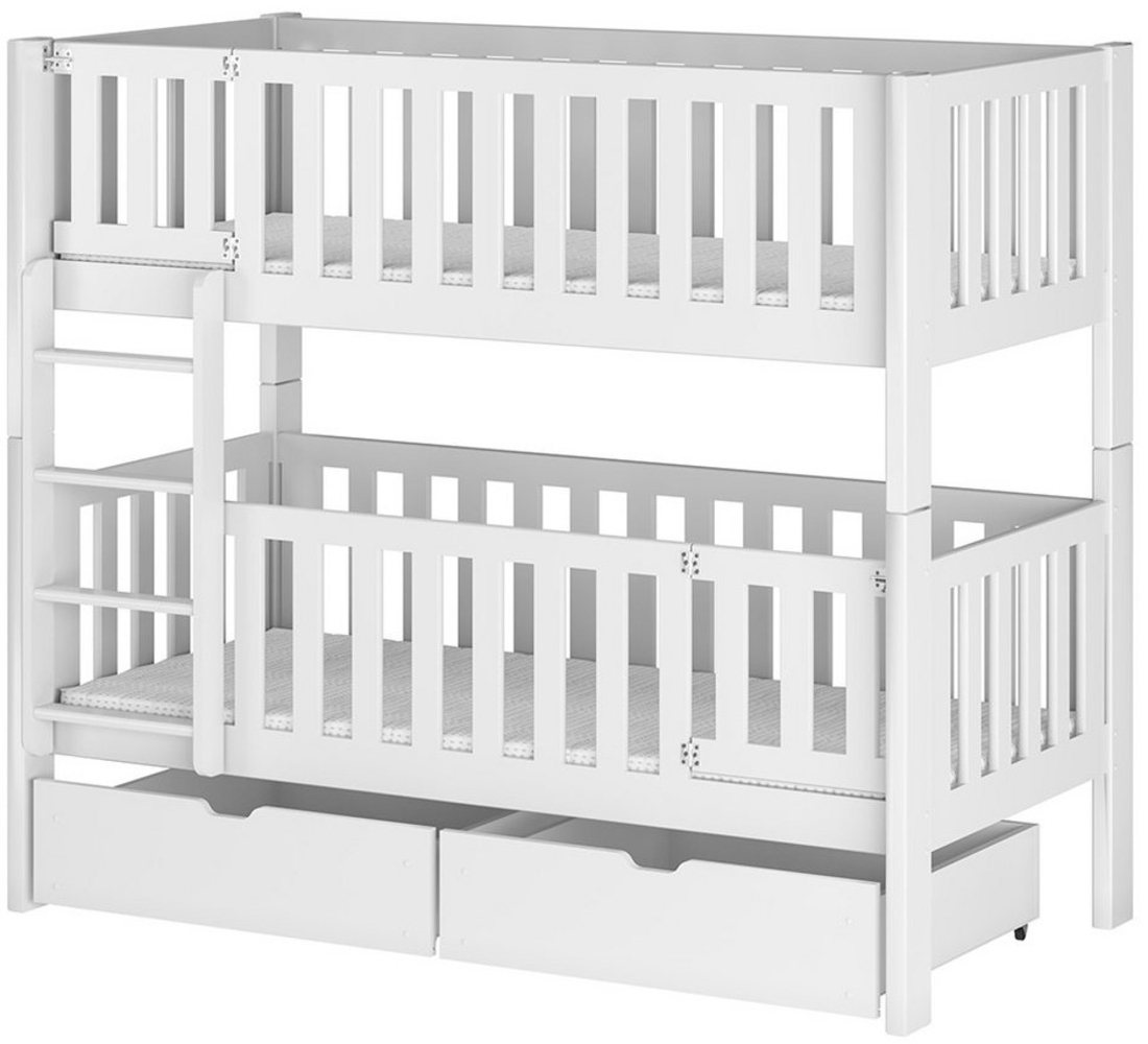 Lomadox Kinderbett KANGRU-162, Kiefer weiß, Bett 2 Liegefläche umbaubar zu Einzelbetten Bild 1
