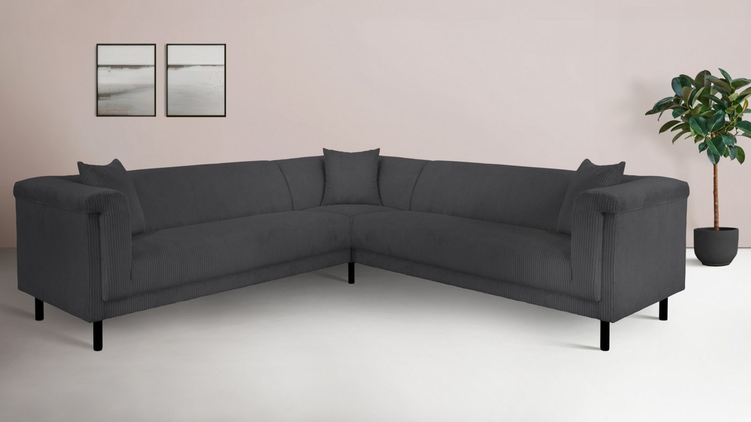 INOSIGN Ecksofa AGNIA L-Form B/T/H: 244/244/71 cm, incl. Zierkissen, gleichschenklig, auch in Cord Bild 1