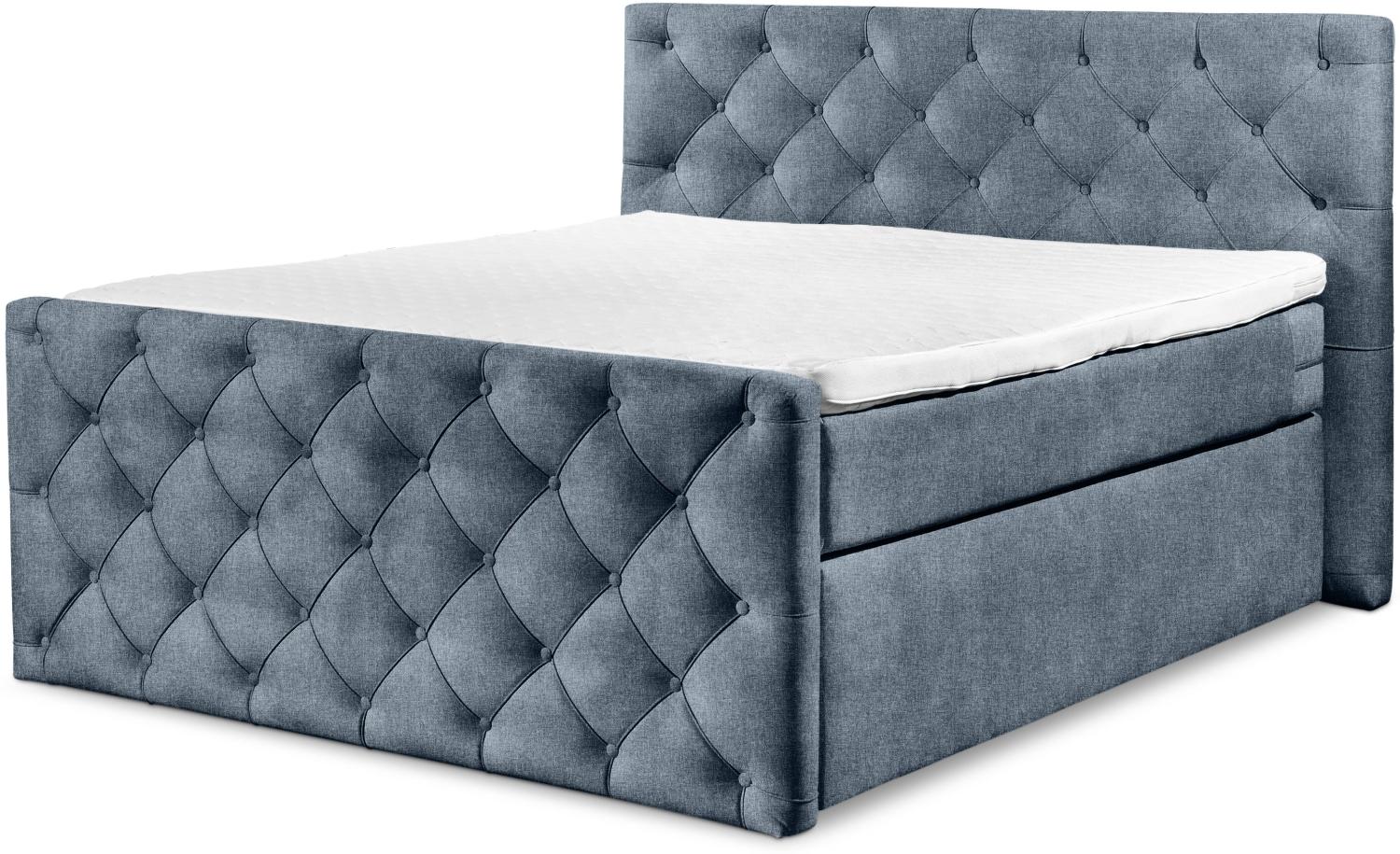 Boxspringbett SANSIBAR ITZEHOE LF 180x200 cm blau Box-Spring-Bett Doppelbett Bild 1