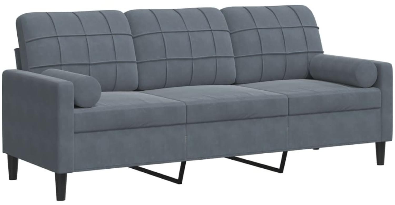 vidaXL 3-Sitzer-Sofa mit Zierkissen Dunkelgrau 180 cm Samt 3278230 Bild 1