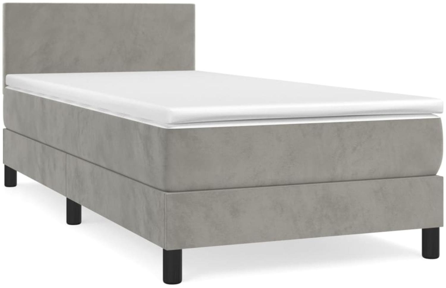 vidaXL Boxspringbett mit Matratze Hellgrau 90x190 cm Samt 3141155 Bild 1