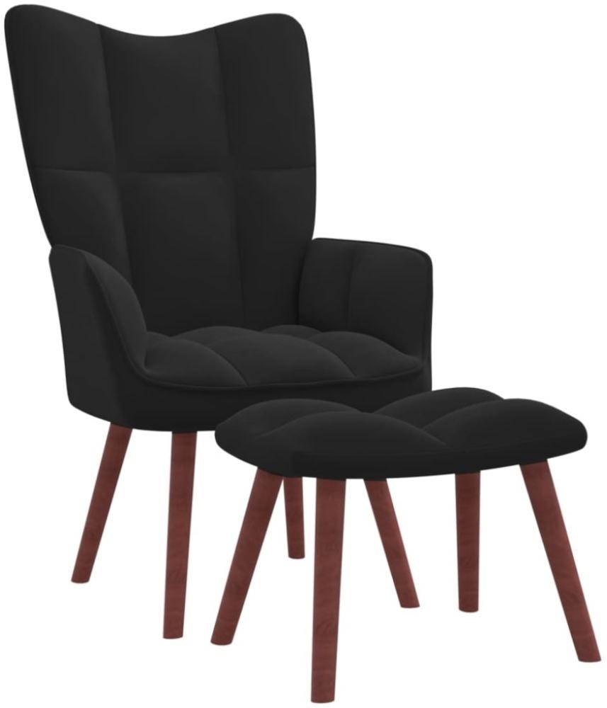 vidaXL Relaxsessel mit Hocker Schwarz Samt [328068] Bild 1