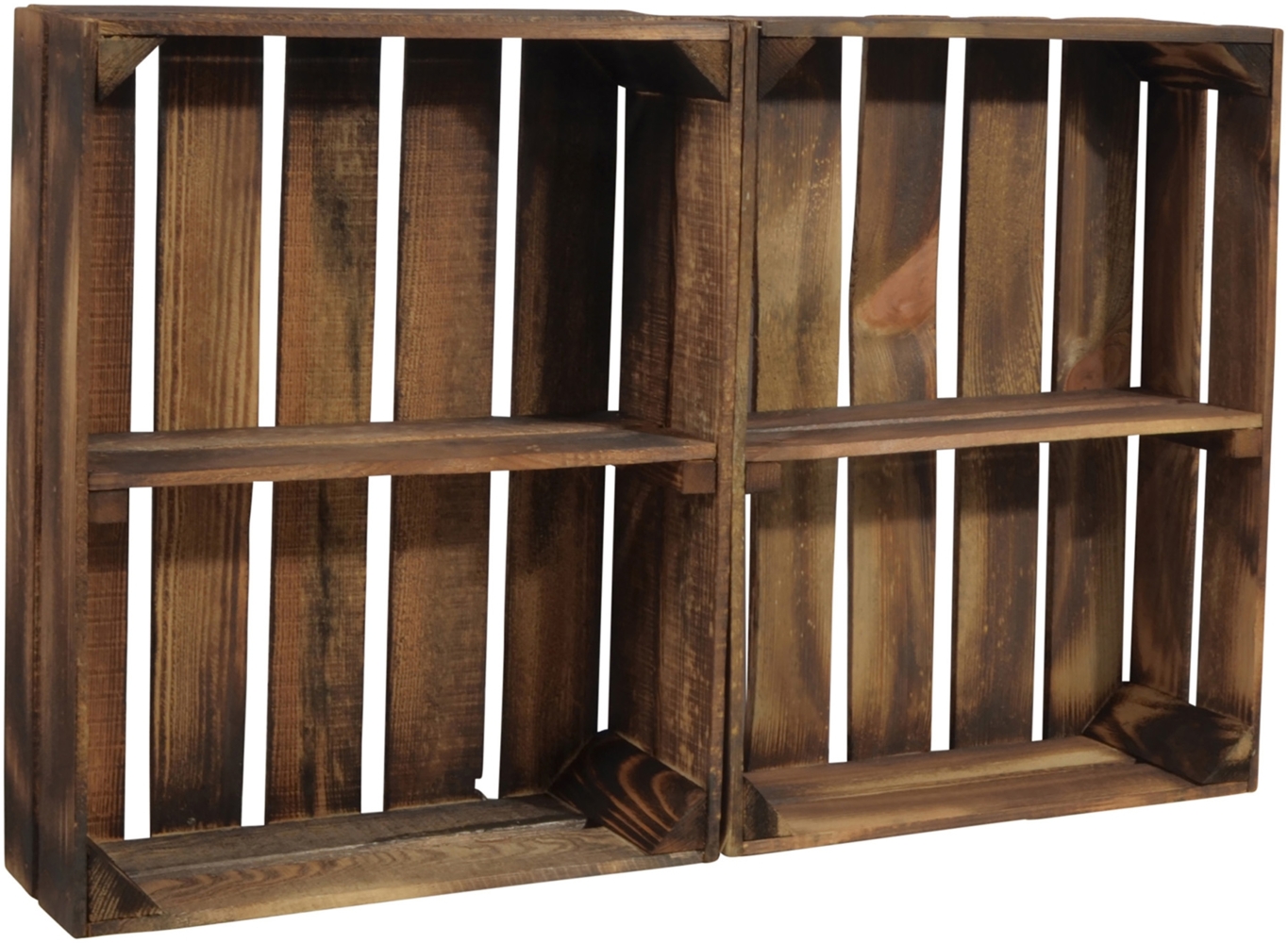 CHICCIE 2 Set Holzregal Schmalhanz - Geflammt 1x kurzes Regal Bild 1