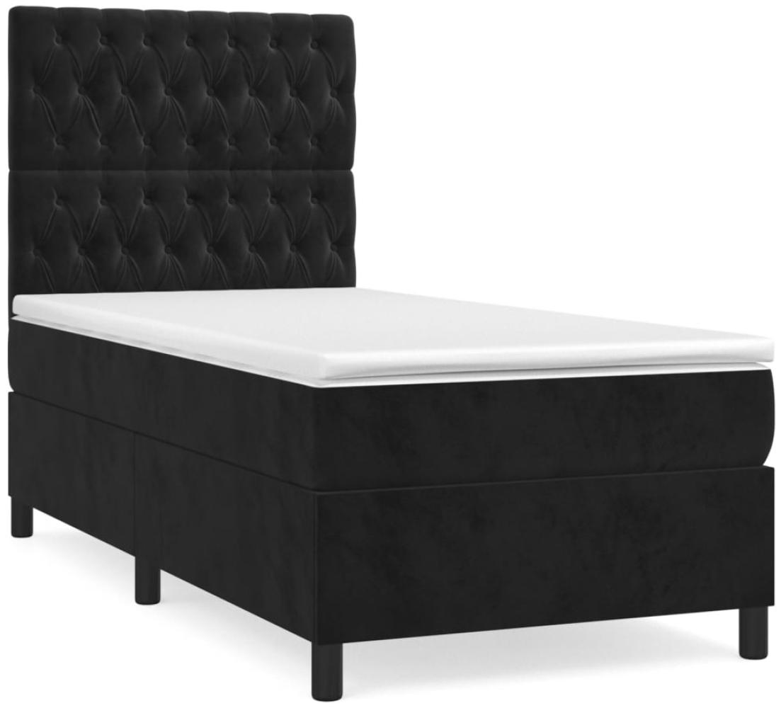 vidaXL Polsterbett mit Matratze Schwarz 90x190 cm Samt Bild 1