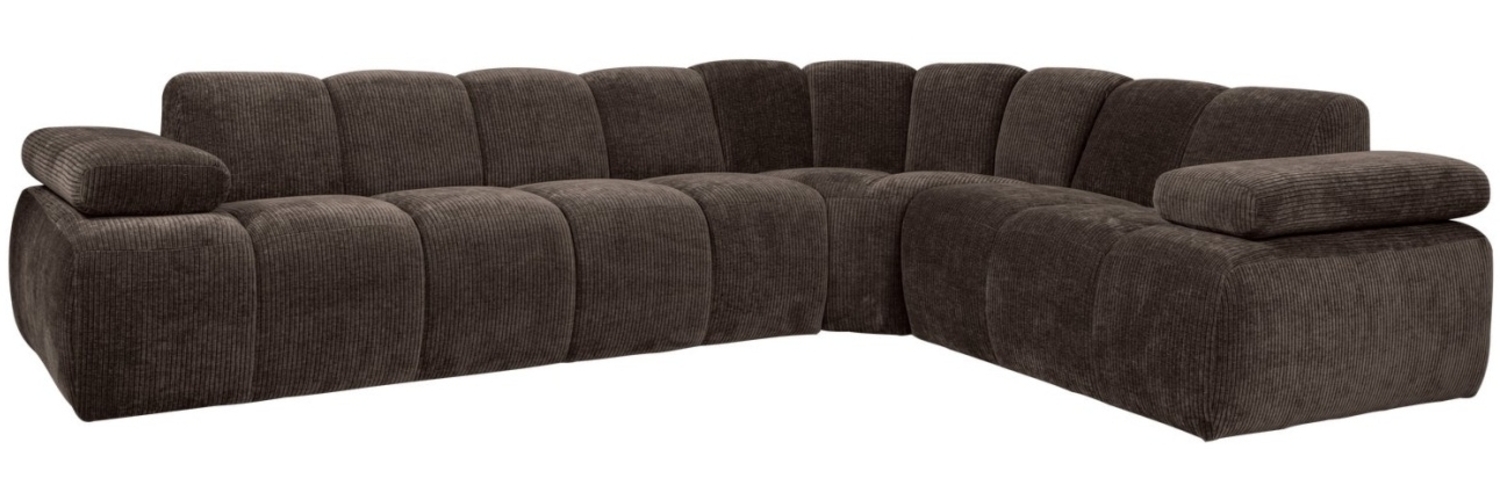 Ecksofa Mojo aus Flachcord Rechts, Braun Bild 1