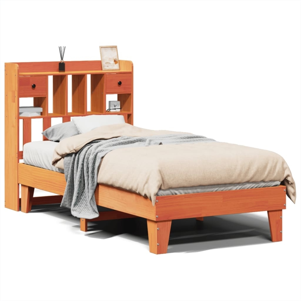 vidaXL Massivholzbett ohne Matratze Wachsbraun 90x190 cm Kiefernholz 3308866 Bild 1