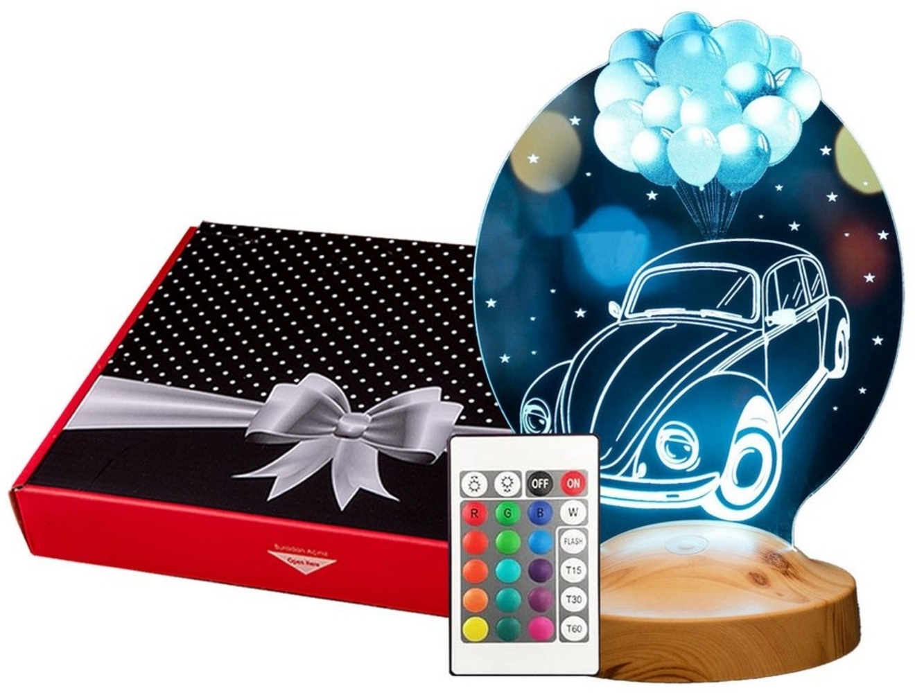 Geschenkelampe LED Nachttischlampe Nostalgisches Auto vw käfer geschenk 3D Nachtlicht für Automobil Fans, Leuchte 7 Farben fest integriert, Geburtstagsgeschenk für Freunde, Kollege Bild 1