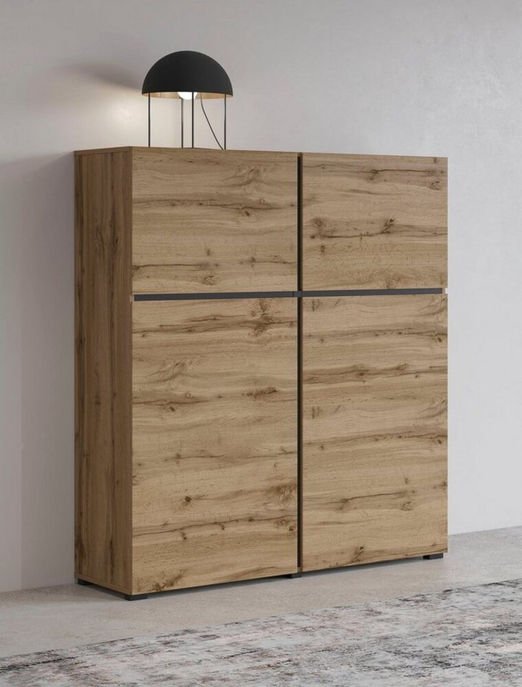 INOSIGN Highboard Cross, moderne grifflose Hochkommode mit 4 Türen,Türkommode, Hochschrank, Höhe 139 cm mit viel Stauraum, Einlegeböden verstellbar Bild 1