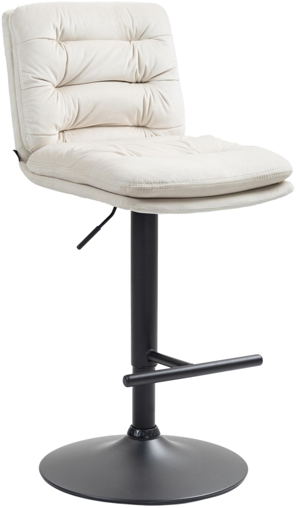 DELUKE® Barhocker TURIN - Creme, Samt, Schwarz Barhocker mit Lehne Barstuhl Tresenhocker Tresenstuhl Kneipenhocker Kneipenstuhl Bild 1
